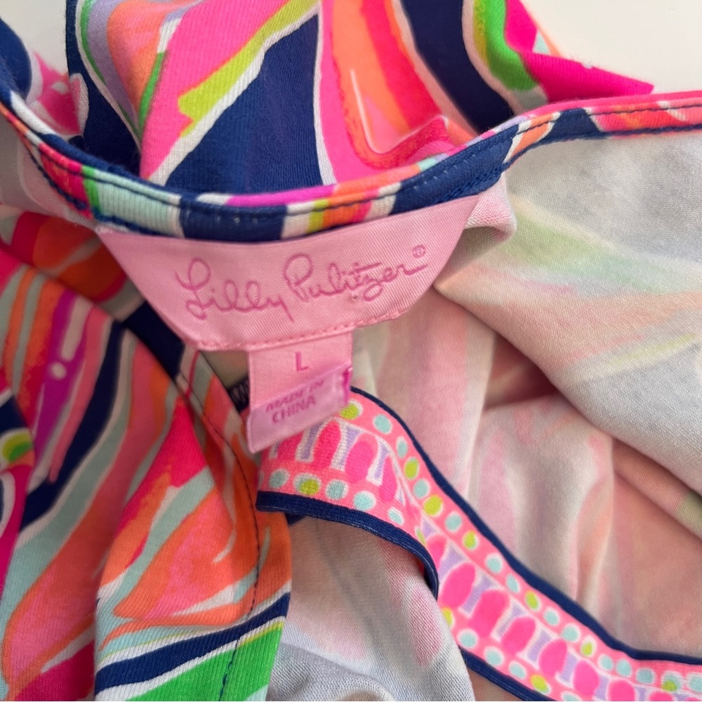Lilly Pulitzer Emma Knit Jersey Banana Flambé Dress, Size Large - Picture 7 of 8